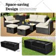 8 Pieces Patio Rattan Storage Table Furniture Set-Off White Hot on Sale