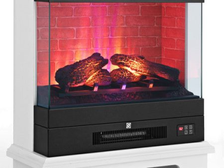 27 Inch Freestanding Electric Fireplace with 3-Level Vivid Flame Thermostat-White Online Hot Sale