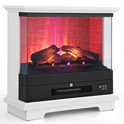 27 Inch Freestanding Electric Fireplace with 3-Level Vivid Flame Thermostat-White Online Hot Sale