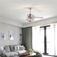 52 Inches Ceiling Fan with Wooden Blades and Remote Control-Silver Sale