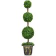 4 Feet Artificial Topiary Triple Ball Tree Plant Discount