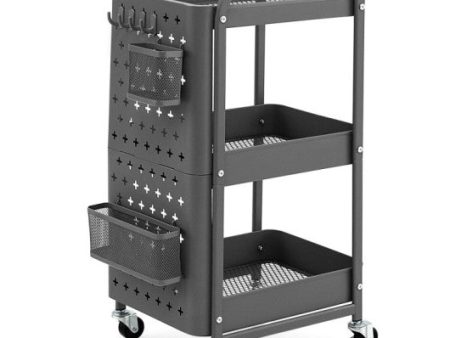 3-Tier Utility Storage Cart with DIY Pegboard Baskets-Gray Hot on Sale