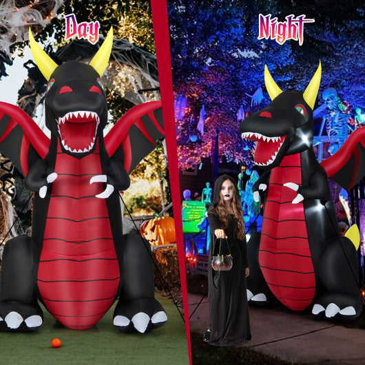 8 Feet Halloween Inflatable Fire Dragon  Decoration with LED Lights Sale