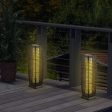 2 Pieces Solar-Powered Square Wicker Floor Lamps with Auto LED Light-Black Online now