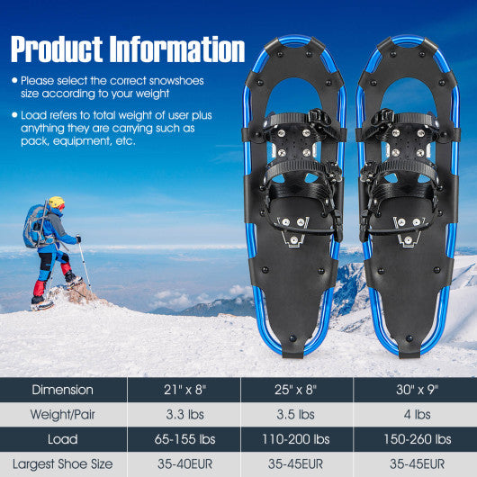 21 25 30 Inch Lightweight Terrain Snowshoes with Flexible Pivot System-25 inches Online Hot Sale