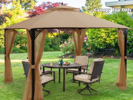 10 x 12 Feet Gazebo Replacement Top with Air Vent and Drainage Holes-Brown Online Hot Sale