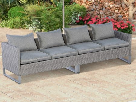 2 Pieces Patio Furniture Sofa Set with Cushions and Sofa Clips-Gray Online Sale