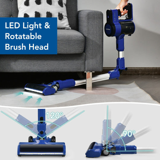 3-in-1 Handheld Cordless Stick Vacuum Cleaner with 6-cell Lithium Battery-Blue Fashion