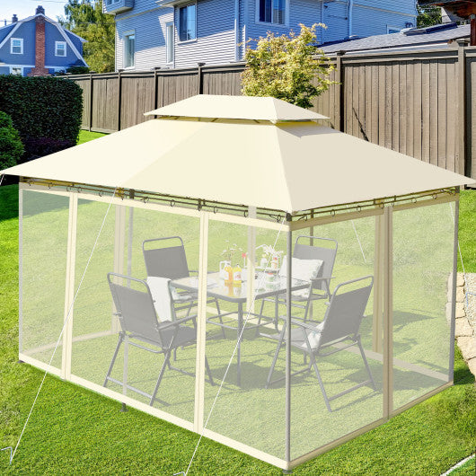 10 Feet x 13 Feet Tent Canopy Shelter with Removable Netting Sidewall-Beige For Discount