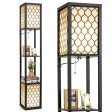 Modern Shelf Freestanding Floor Lamp with Double Lamp Pull Chain and Foot Switch Fashion