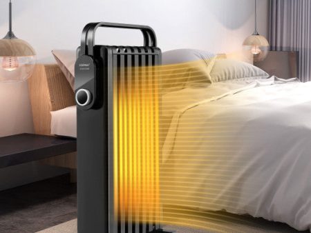 1500W Electric Space Heater Oil Filled Radiator Heater with Foldable Rack-Black Online Sale