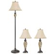 3-Piece Table and Floor Lamp Set with Linen Fabric Lamp Shades Online Sale