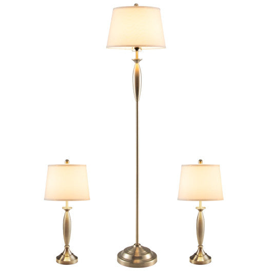 3-Piece Modern Nickel Finish Lamp Set-Silver Discount