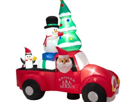 8 Feet Wide Inflatable Santa Claus Driving a Car with LED and Air Blower Cheap