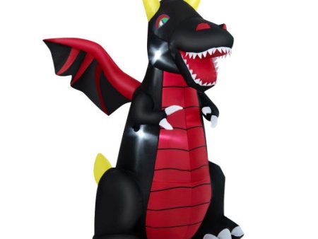 8 Feet Halloween Inflatable Fire Dragon  Decoration with LED Lights Sale