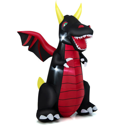 8 Feet Halloween Inflatable Fire Dragon  Decoration with LED Lights Sale