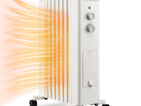 1500W Portable Oil Filled Radiator Heater with 3 Heat Settings-White For Cheap