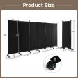 6 Panel 5.7 Feet Tall Rolling Room Divider on Wheels-Black Sale