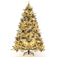 Flocked Christmas Tree with 250 Warm White LED Lights and 752 Mixed Branch Tips-7 ft on Sale