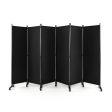 6 Panel 5.7 Feet Tall Rolling Room Divider on Wheels-Black Sale