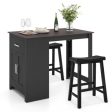 3-Piece Bar Table Set for 2 with 2 Saddle Stools for Dining Room-Black Hot on Sale