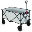 Outdoor Folding Wagon Cart with Adjustable Handle and Universal Wheels-Gray Online