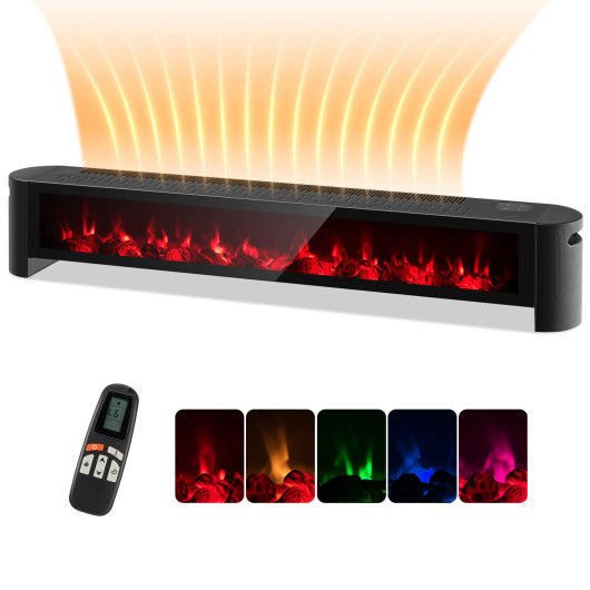 1400W Electric Baseboard Heater with Realistic Multicolor Flame-Black Online