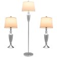 3 Piece Lamp with Set Modern Floor Lamp and 2 Table Lamps-Silver Online Hot Sale