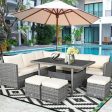 7 Pieces Patio Rattan Dining Furniture Sectional Sofa Set with Wicker Ottoman-Beige For Discount