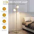 3-Globe Floor Lamp with Foot Switch and Bulb Bases-Golden Online