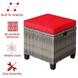 2PCS Patio Rattan Wicker Ottoman Seat with Removable Cushions-Red Hot on Sale