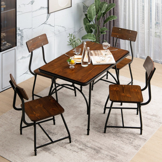 5 Piece Rectangular Dining Table Set with Metal Frame Hot on Sale