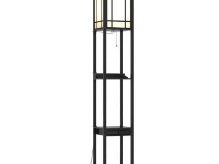 Modern Floor Lamp with Shelves and Drawer Discount