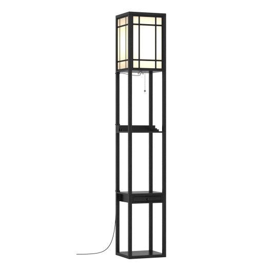 Modern Floor Lamp with Shelves and Drawer Discount