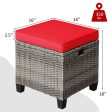 2PCS Patio Rattan Wicker Ottoman Seat with Removable Cushions-Red Hot on Sale