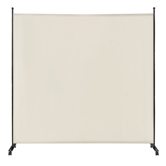 6 Feet Single Panel Rolling Room Divider with Smooth Wheels-White Sale