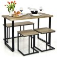 4 Pieces Industrial Dinette Set with Bench and 2 Stools-Oak For Cheap